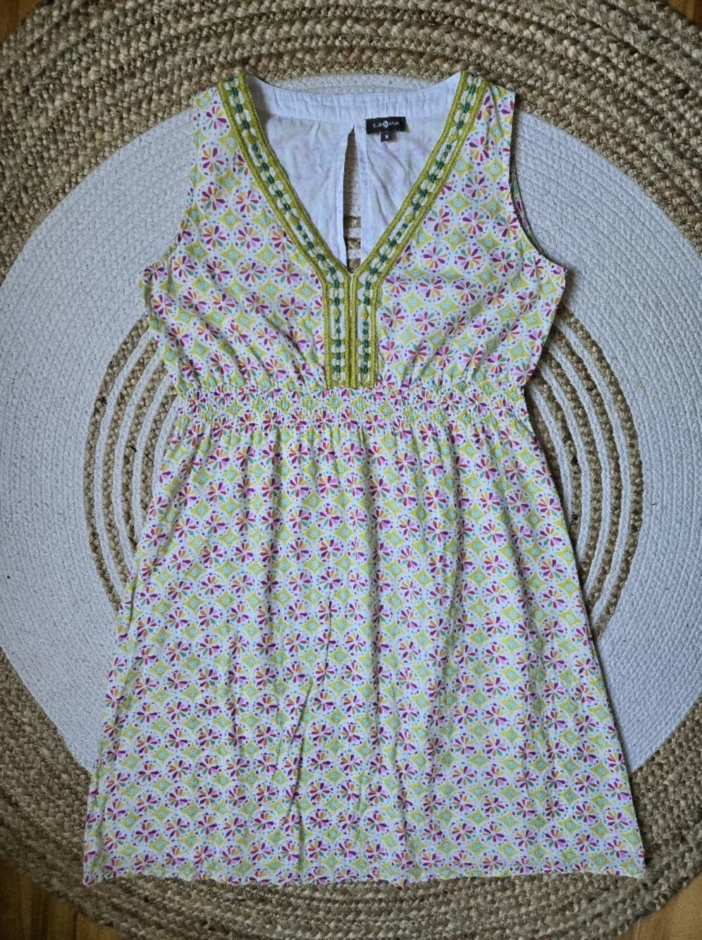 Surkana V-Neck Mini Beaded Dress Boho Festival Indie Vibes Whimsical Summer M - Picture 5 of 16